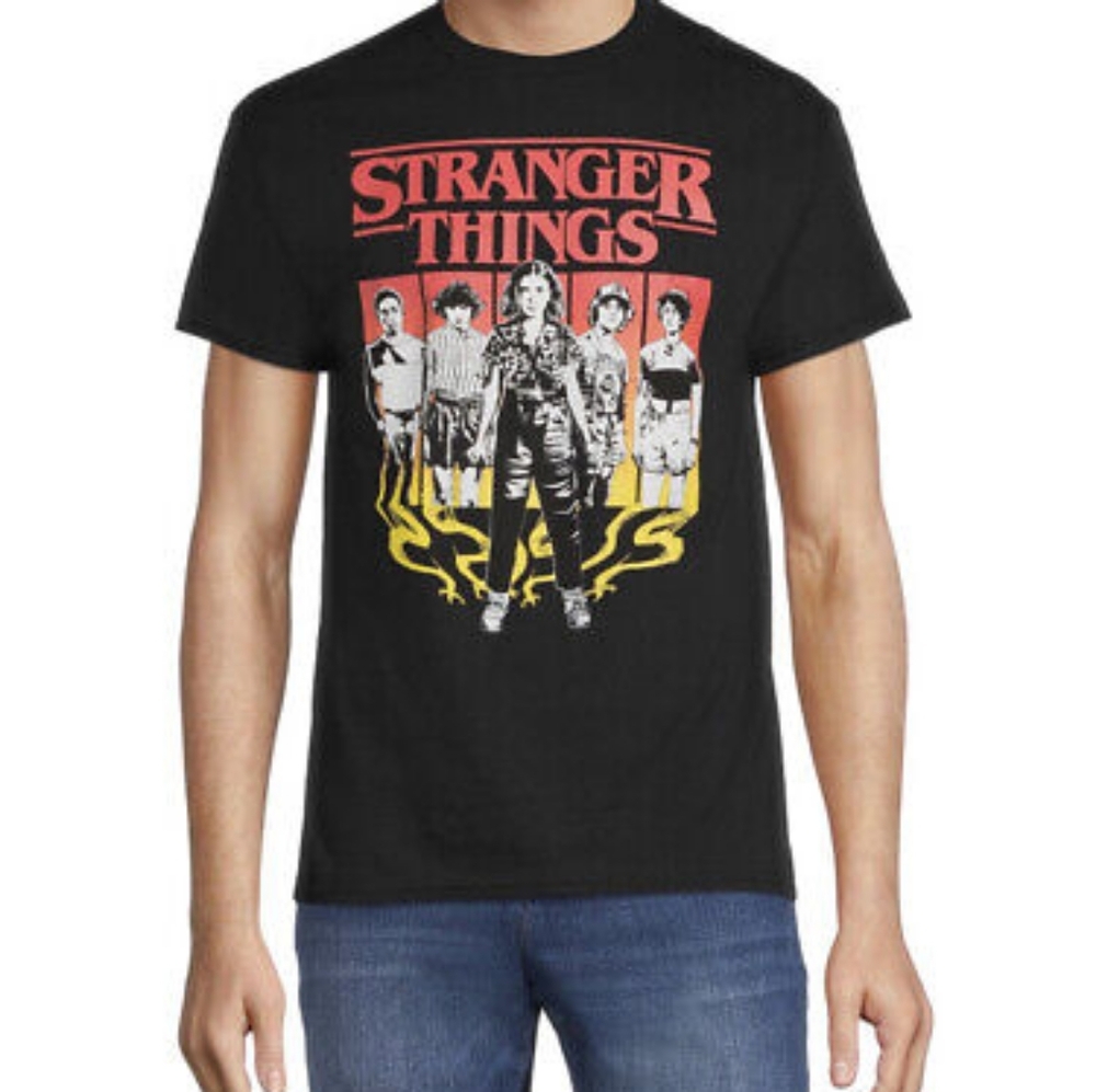 Netflix Stranger Things Men's Graphic T-Shirt Size Large Black Short Sleeve